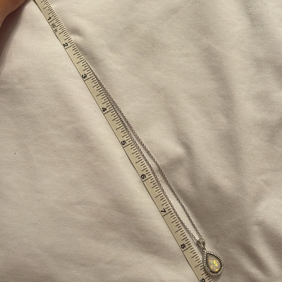 sterling silver pear pendant opal necklace - Picture 3 of 5